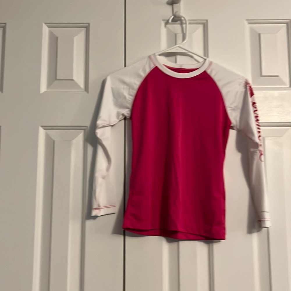Columbia PFG pink and white long sleeve shirt